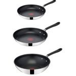 Tefal Jamie Oliver Stainless Steel Non-Stick 24/28cm Induction Frying Pan/ Wok