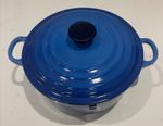 Le Creuset Blue 20cm Round Cast Iron Casserole with Lid | Great Condition
