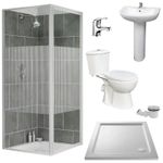 Aqualux 800mm Pivot Shower Door Cubicle and Gillian Toilet and Basin Suite
