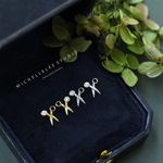 Tiny Scissors Stud Earrings with CZ Crystals, Sterling Silver Scissor Earrings