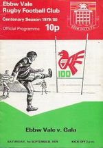 Ebbw Vale RFC (Wales) v Gala RFC (Scotland) Friendly 1st Sept 1979
