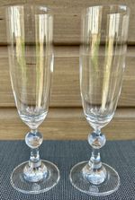 Cristal d Arques French Lead Crystal Champagne Glasses Flutes X2 Ball Stem