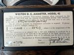 Vintage  Weston D.C. Ammeter Model 45 Dated Aug. 8 1942 ~ World War 2 Era
