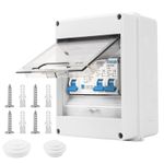 2 Way Consumer Unit Circuit Breaker IP65 Waterproof with 40A 30mA RCD ABS