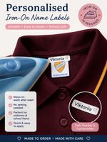 Personalised Iron-On Name Labels : Clothing School/Nursery /Care Home Washproof