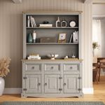 Corona Sideboard with Hutch Welsh Dresser Top 3 Door 3 Drawer Grey Display