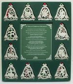 12 Days of Christmas Ornament Set, Set of 12 Metal Ornaments, 3 1/8-Inches, by A