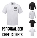 Personalised Chef Jacket Embroidered Short Sleeve Long Sleeve Unisex White Black