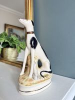 Vintage Staffordshire Greyhound Figurine Dog With Hare 22cm Tall Black & Cream