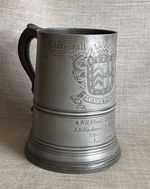 Antique c1790 Cambridge Uni Rowing Prize Pewter Tankard Crested Engraved 1848