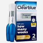 Clearblue Digital Pregnancy Test with Weeks Indicator, White/Blue - 2 Tests