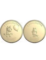 Bluey Bingo Set of 2 One Dollar Coins Dollarbuck Dog Blue $1 Australia UNC