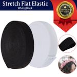 PREMIUM ELASTIC STRETCH FLAT Black White-¼, ½, 1, 1¼, 1½, 2, 3 inch Sewing Dress