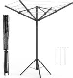 4 Arm Rotary Washing Line Freestanding Portable Airer Foldable Outdoor Indoor