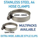 40mm - 60mm Jubilee Style Clip 12mm Hose Worm Drive Hose Clamp Heavy Duty