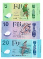 Fiji 5, 10, 20 Dollars 2025 UNC Polymer New Short Set