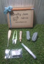 Needle Felting Accessory Kit, holder, awl, snips, finger guards, needles, eyes