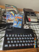 Sinclair ZX Spectrum Vintage Computer Console Tape Recorder, Dynamic Mic & games