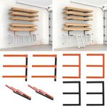 2Pcs Wall Mount Wood Organizer and Lumber Storage Metal Rack with 3-Level Shelf