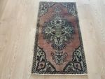 Vintage Turkish Small Rug 1.6 x 3 ft Handmade Wool Muted Pink Green Boho Carpet