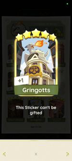 1x Gringotts 5 Star ⭐️⭐️⭐️⭐️⭐️golden Blitz  Sticker Monopoly_go [Set-17]