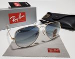 New Ray-Ban RB3025 Aviator Pilot Sunglasses Gold Frame Gradient Blue Lens  58mm