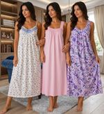 Women's Sleeveless Cotton Nightdress Ladies Vest Nightie Midi Sleepwear Pyjama S