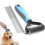 Pet Grooming Set For Dog and Cat Pet Deshedding Rake Dematting Comb Double Sided