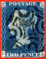 SG. 4. D1 (1)uc. DS7. " GJ ". 2d Deep Blue. Plate 2. A good used example  B90791
