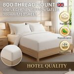 800 Thread Count 100% EgyptianCotton Sateen Deep Fitted Sheet Bed Sheet 30cm/12"