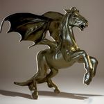 Retired Gold Areion Pegasus 5x2x5.5" Figure Safari Ltd. Mythical Realms Poseidon