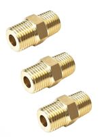 Air Line Hose Compressor Fittings / Connector 1/4" BSPT Male to Male 3 PCS FT001