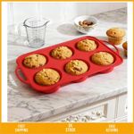 Professional Jumbo Silicone Muffin Tray with Metal Frame 6 Cup Red 38cm