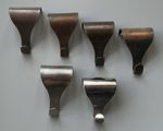 SIX VINTAGE S Shape METAL PICTURE RAIL HOOKS, four possibly brass, two steel