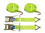 Tie Down Ratchet Straps Hi Vis X2 (5T 50MM 12M Lashing Cargo Securing Claw Hook)