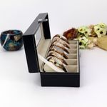6 Slot PU Leather Watch Box Display Case Jewelry Organizer with Glass Topnew