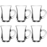 Pasabahce Clear Glass Tea Coffee Glasses Handled Mugs 6 Pieces Gift Set 145ml