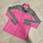 FootJoy Womens Large Golf Lightweight Track Jacket Full Zip Pink Gray Colorblock