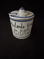 French  Mustard Pot And Lid. Ceramic.  Hand Painted Floral Pattern