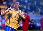 Ronaldo Nazario Hand Signed Brazil 2002 WC A4 Photo PSA QO Card + Verified COA