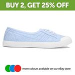 Lilley Womens Canvas Blue Adults Ladies Slip On Floral Bungee Laces Gripped SIZE