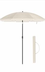 160cm Tilt Garden Patio Beach Parasol Sun Umbrella Canopy With Carry Bag