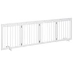 Freestanding Pet Gate 4 Panel Folding Wooden Dog Barrier w/