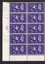 1946 3d VICTORY CONTROL 2 NO DOT BLOCK OF TEN PLUS VARIETIES. SG 492
