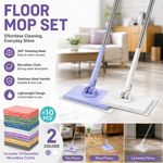 New with 10 Reusable Cloths Hands-free Mop 360° Rotating Head Clamping Dust Mops