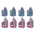Sewing Thimble, 8 Pcs Metal Thimbles Adjustable for Hand Sewing, Rainbow Color