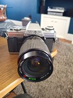 Minolta X-300 Silver 35mm SLR Film Camera 28-70mm Zoom Lens & 9800A Flash