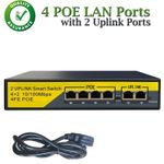 PoE 4 Channel Switch Ethernet 10/100 Mbps Network 6 PORT Hub For CCTV IP NVR