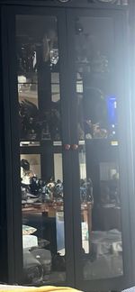 Collection of Gothic Ornaments With Black Display Cabinet With light