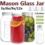 Large Mason Glass Storage Jars 1.9L Airtight Lid Wide Mouth Food Preserving Jar